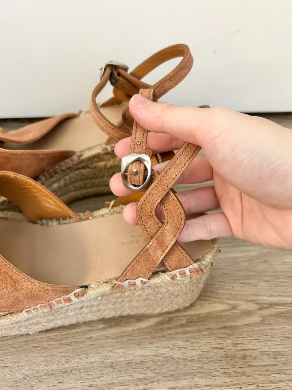 Rag & Bone Hera Suede Espadrille Wedge Sandal in Tan Brown Platform EU 38/US 8 - Picture 7 of 12